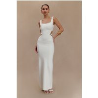 Alysanne Cut Out Knit Maxi Dress - White | MESHKI US
