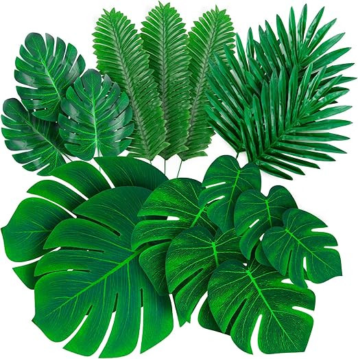 Decopom Palm Leaves Artificial Tropical Monstera-84Pcs 6 Kinds Large Small Green Fake Palm Leaf w... | Amazon (US)