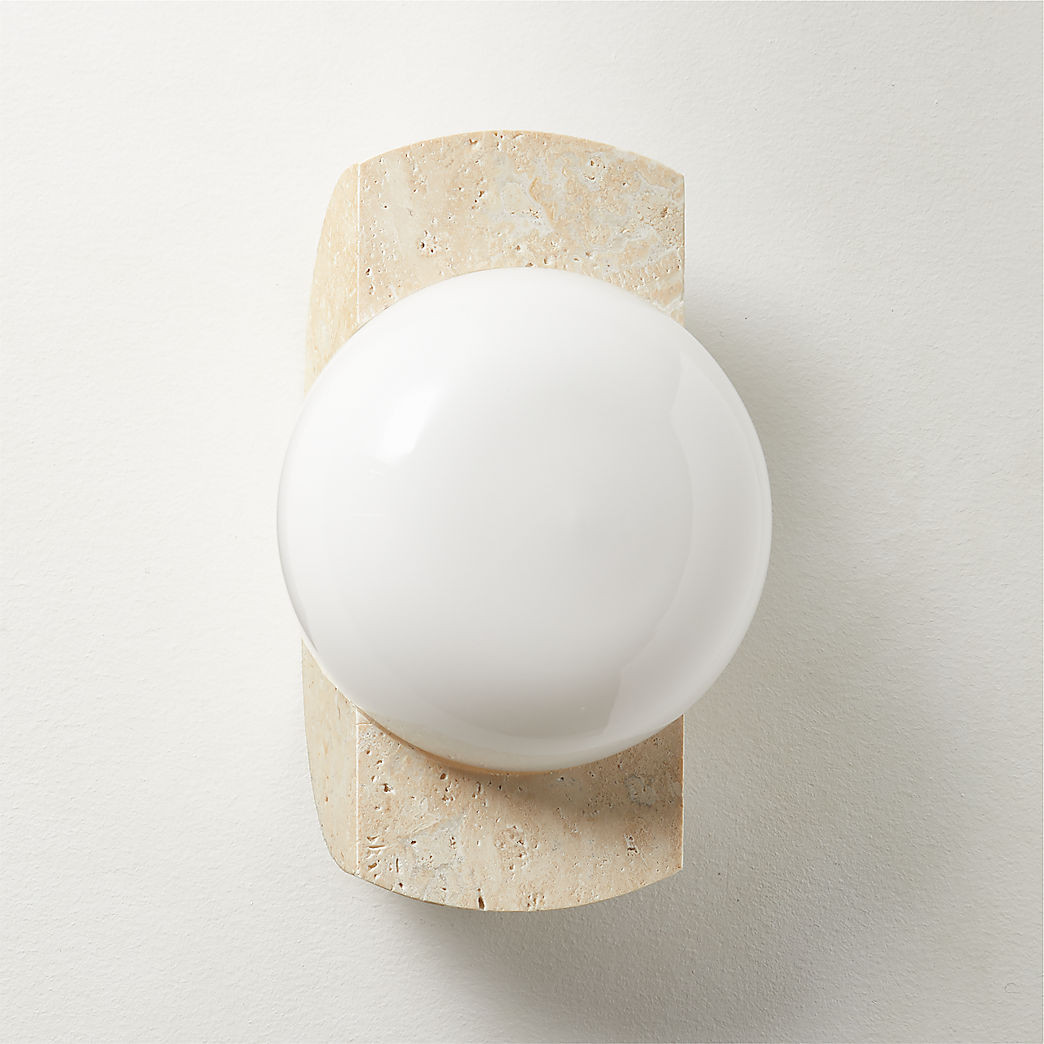 Neptune Travertine Modern Wall Sconce Light + Reviews | CB2 | CB2