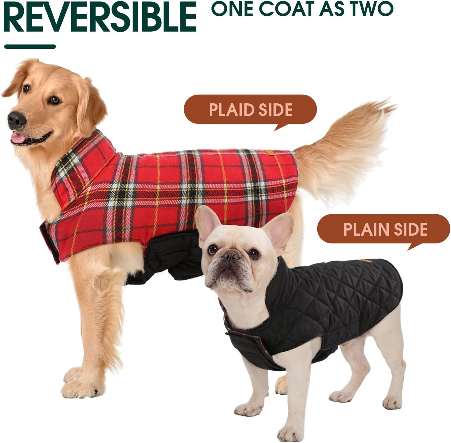 Kuoser Waterproof Dog Coat, Reversible Dog Jacket for Small Dogs, Adjustable Durable Doggie Winte... | Amazon (US)