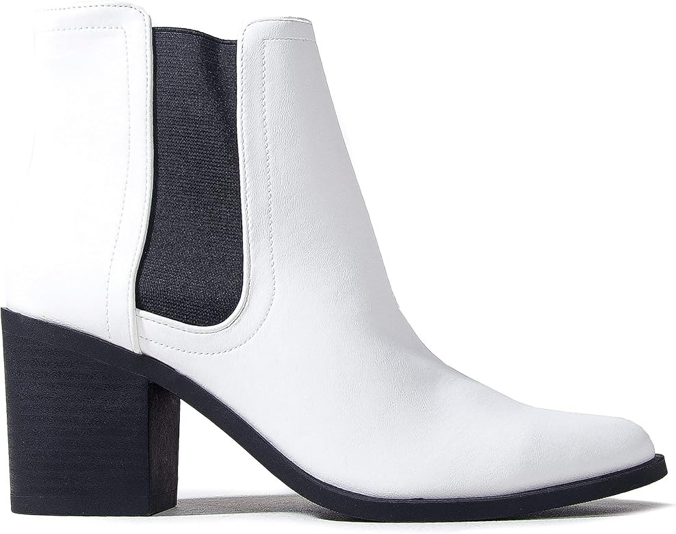 J. Adams Andi Booties for Women - Pointed Toe Mid Heel Slip On Chelsea Boots | Amazon (US)