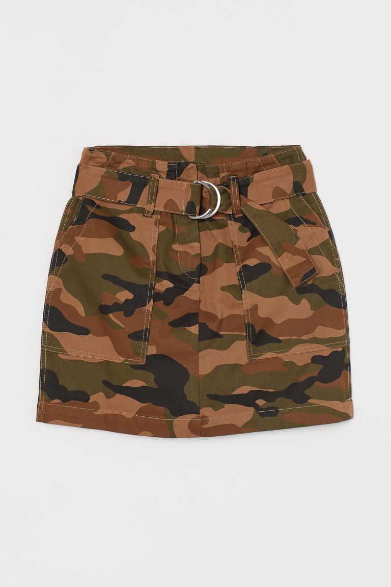 H & M - Patterned Cargo Skirt - Green | H&M (US + CA)