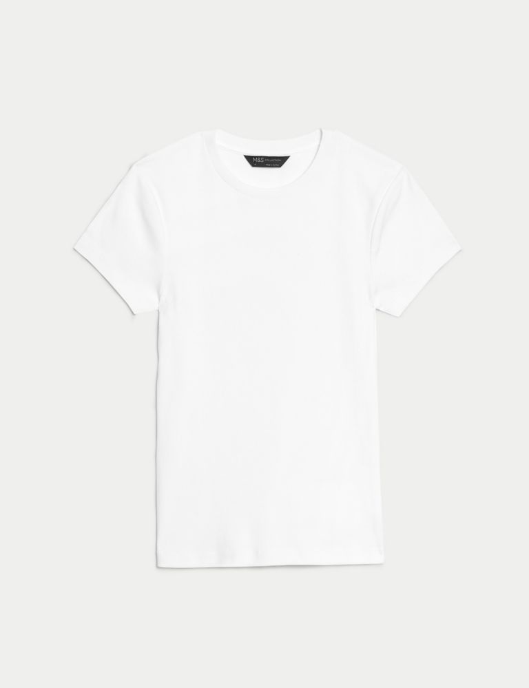 Cotton Rich Slim Fit Ribbed T-Shirt | Marks & Spencer (UK)