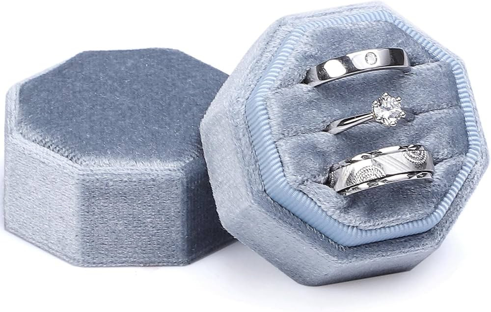 WantGor Velvet Ring Box, 3 Slots Jewelry Ring Gift Box Vintage Ring Display Holder Case for Weddi... | Amazon (US)