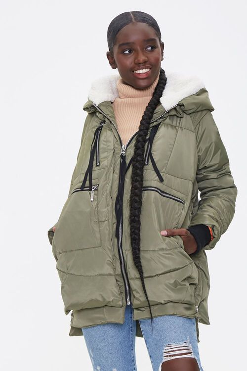 Faux Shearling-Trim Utility Parka | Forever 21 (US)