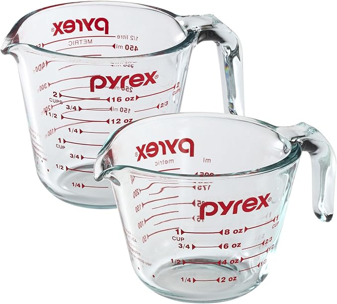 Pyrex Prepware 2-Piece Glass Measuring Set, 1 and 2-Cup, 2 Pack, Clear | Amazon (US)
