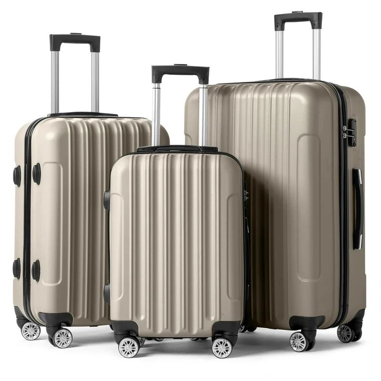 Zimtown 3-Piece Nested Spinner Suitcase Luggage Set with TSA Lock, Champagne | Walmart (US)