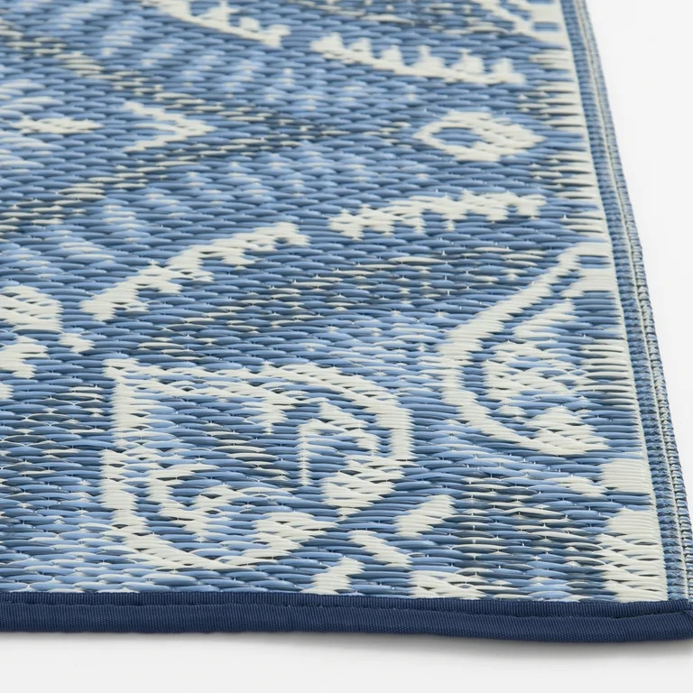 Mainstays 5'x7' Blue Medallion Plastic Outdoor Rug - Walmart.com | Walmart (US)