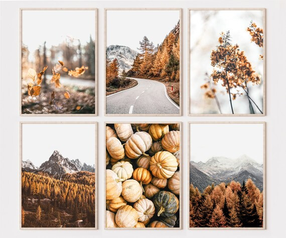 Set of 6 Fall Printable Wall Art Autumn Pine Trees Printable | Etsy | Etsy (US)
