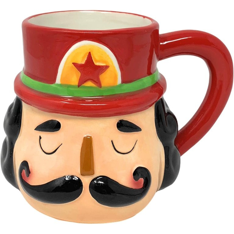 Northeast Home Goods Christmas Nutcracker Novelty Ceramic Mug (Black Hair Red Handle) | Walmart (US)