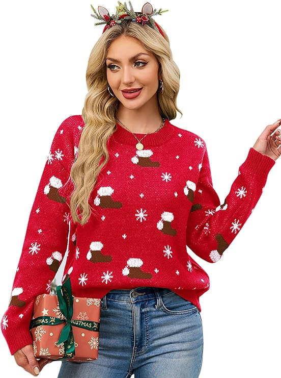 SunnyMelody Womens Christmas Funny Ugly Sweater Winter 2025 Vacation Outfits Oversized Crew Neck ... | Amazon (US)