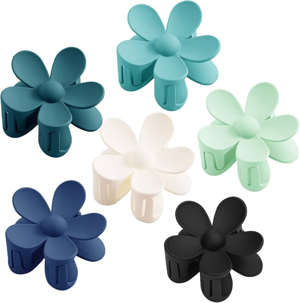 6 Packs Matte Flower Hair Clips, Large Claw Clips for Thick Hair, Cute Daisy Hair Claw Clips for ... | Amazon (US)