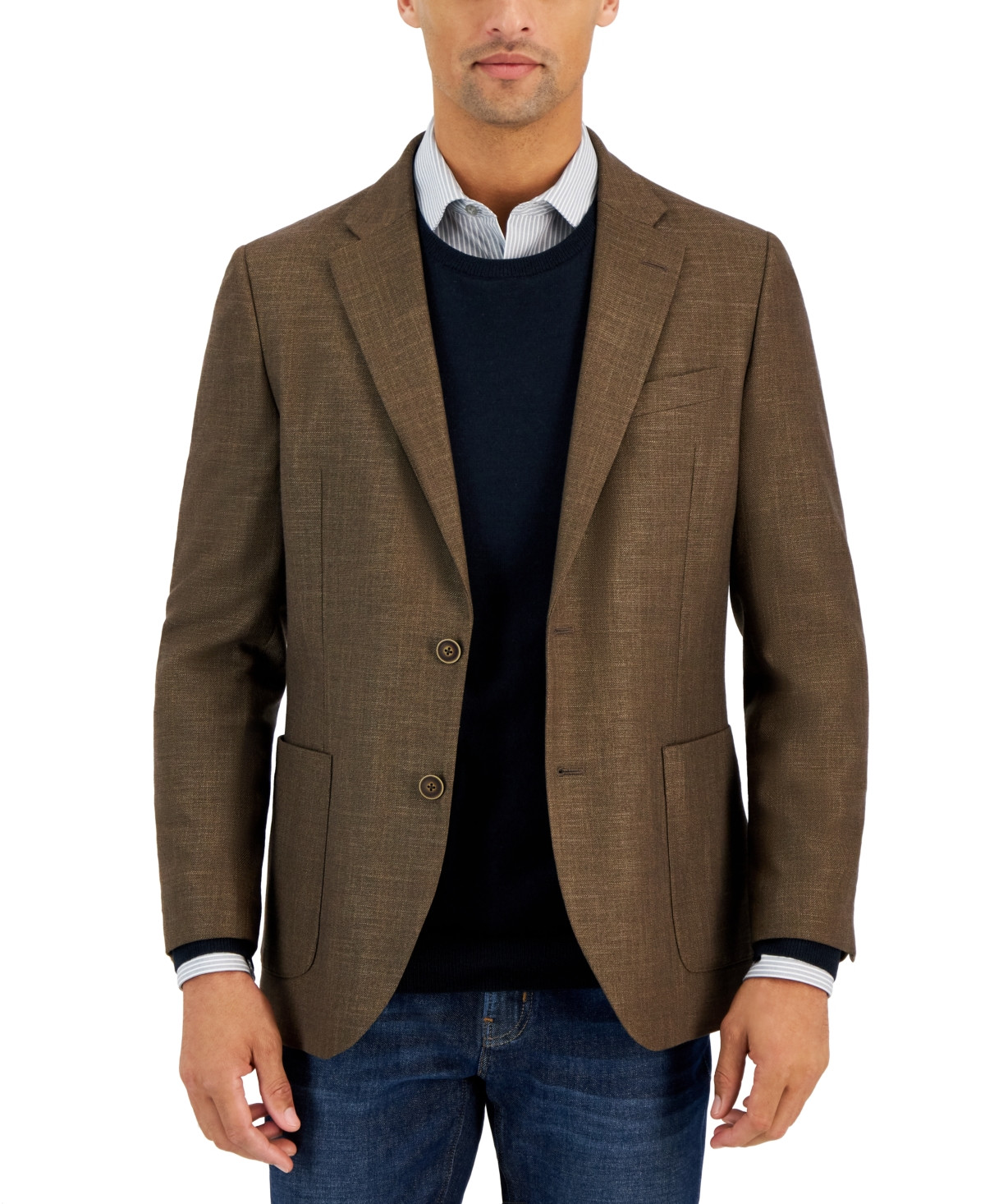 Nautica Men Modern-Fit Active Stretch Structure Weave Sport Coat - Brown | Macy's