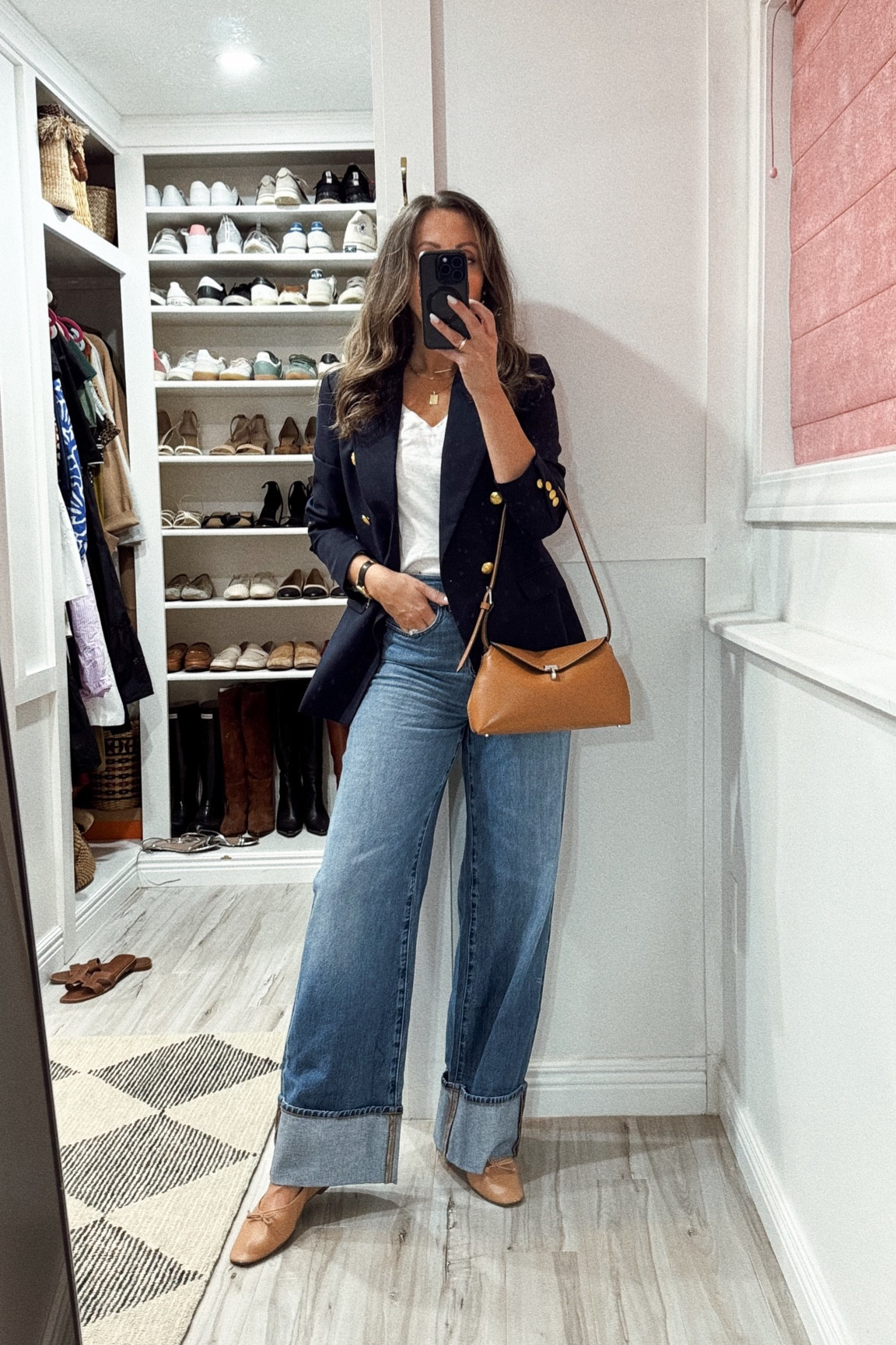 Cuffed Jeans - if in between sizes, size up. 
Blazer in size 2. Linking similar options as mine is almost sold out (it’s a couple of years old). 
Tee tts. 
Flats tts for me.  