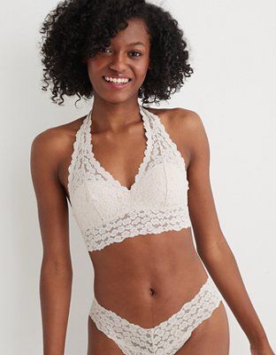 Aerie Animal Lace Padded Halter Bralette | American Eagle Outfitters (US & CA)