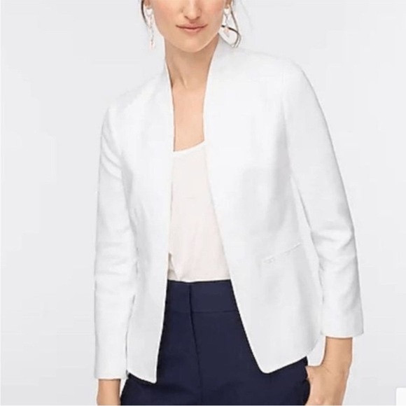 J.Crew Going Out Blazer Stretch Linen Size 6 White | Poshmark