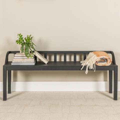 Mango Wood Bench, Black | Lamps Plus