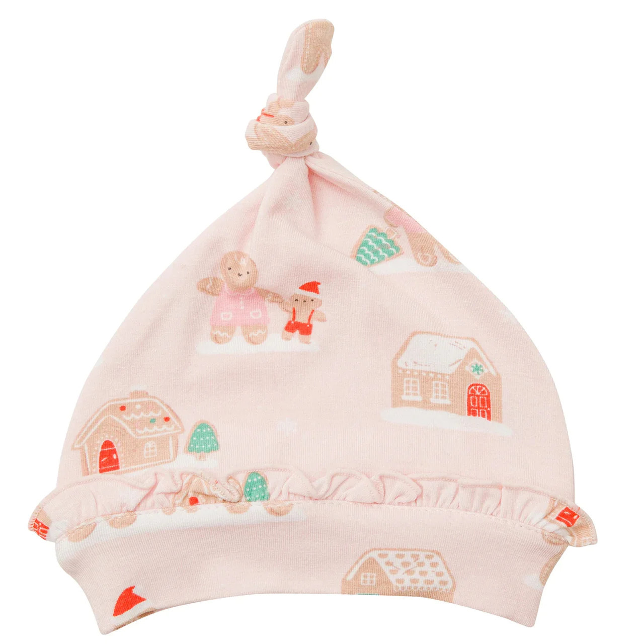 Ruffle Knot Beanie, Pink Gingerbread | SpearmintLOVE