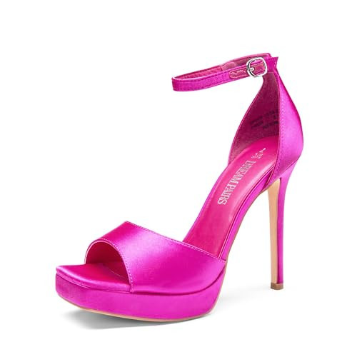 DREAM PAIRS Women's Stiletto Heel Platform Sandals,Hot Pink-Satin,8.5 | Amazon (US)