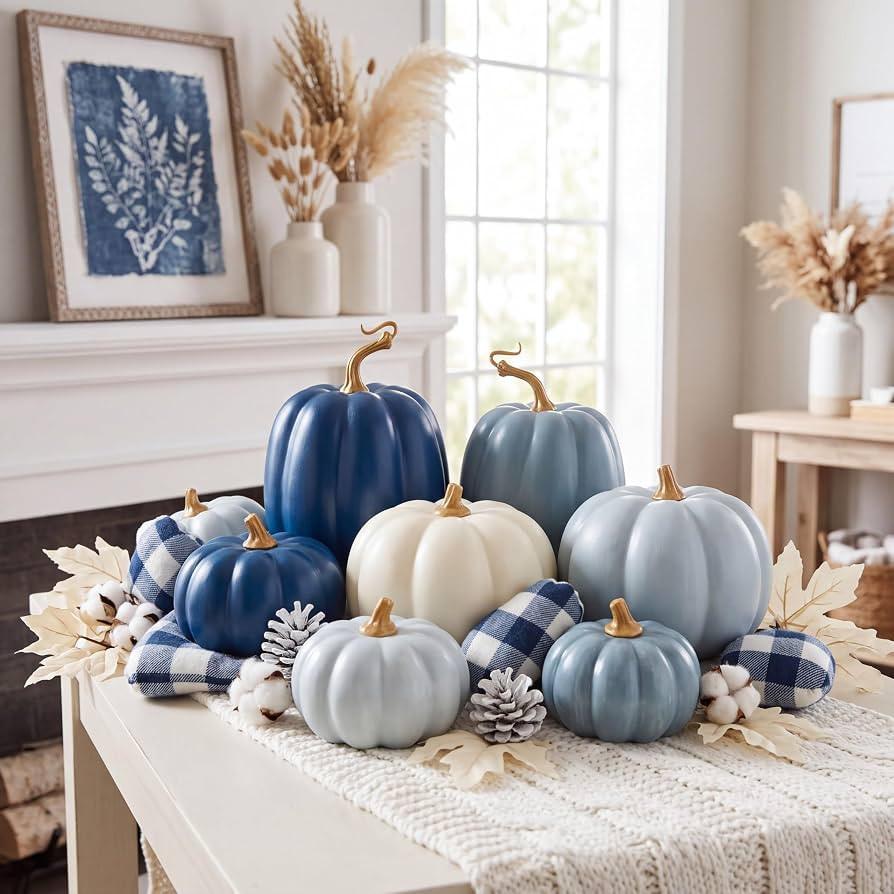 RattanView 7 Pcs Fall Pumpkins Decor, Resin Thanksgiving Table Centerpiece | Amazon (US)