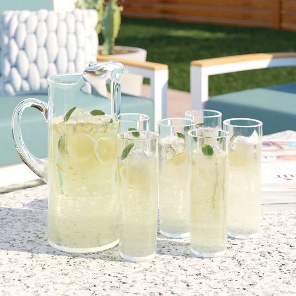 Libbey Modern Bar Boozy Brunch Entertaining Set with 6 Highball Glasses and Pitcher | Wayfair North America