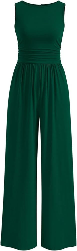PRETTYGARDEN One Piece Jumpsuits for Women Dressy Casual Sleeveless Crewneck Wide Leg Rompers Jum... | Amazon (US)