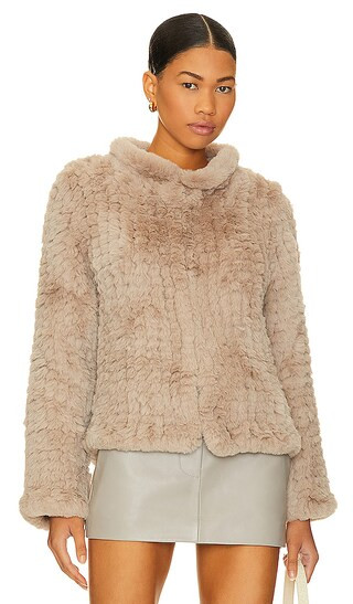 Aria Faux Fur Jacket in Biscotti | Revolve Clothing (Global)