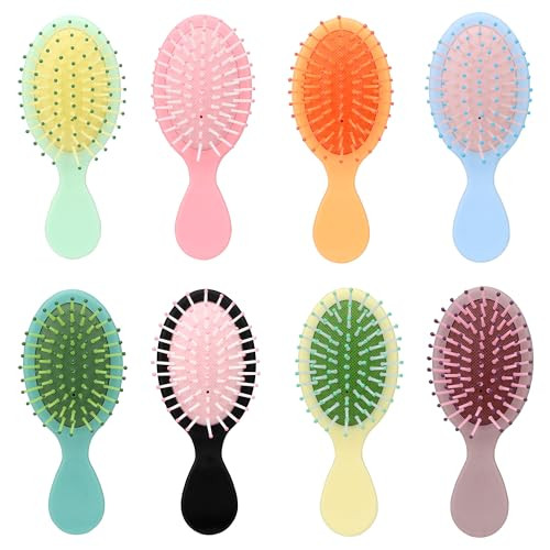 8 Pack Mini Soft Bristle Detangler Pocket Paddle Hair Brushes in 8 Colors for Men and Women - Tra... | Amazon (US)