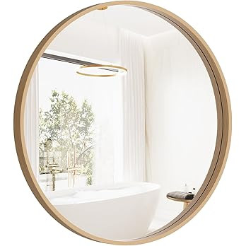 HOMECOOKIN Round Wood Mirror 24 inch Circle Mirror, Rustic Farmhouse Wooden Framed Decorative Wal... | Amazon (US)