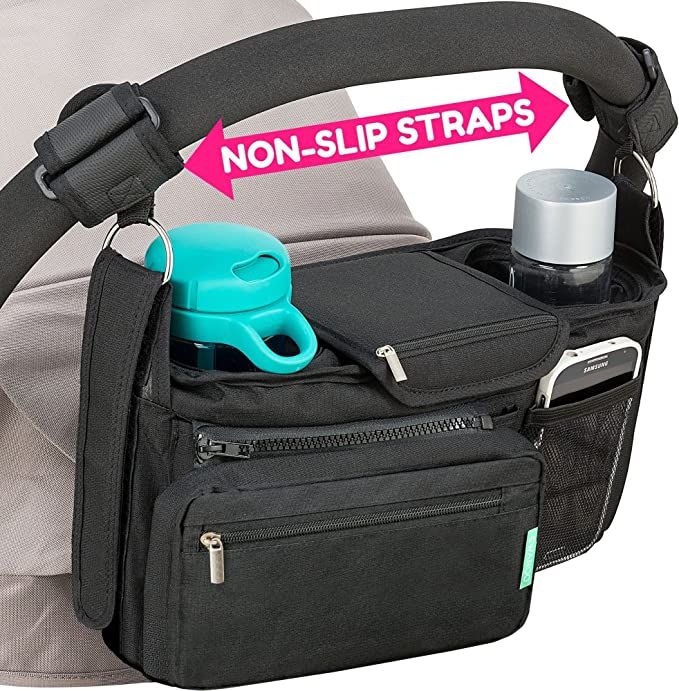 Non-Slip Stroller Organizer With Cup Holders, Exclusive Straps Grip Handlebar. Universal Fit For ... | Amazon (US)