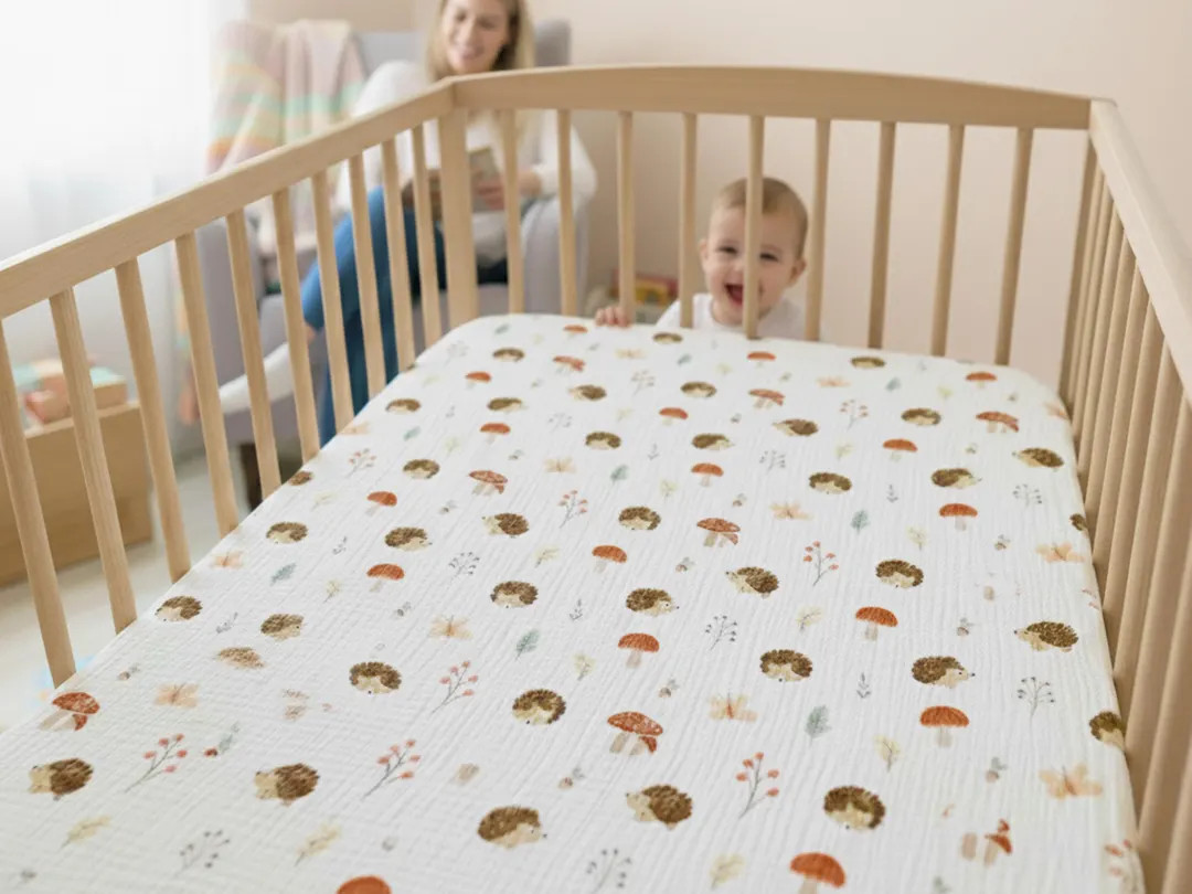 Hedgehog Organic Muslin Fitted Sheet: Custom Baby Crib Bedding | Etsy (US)