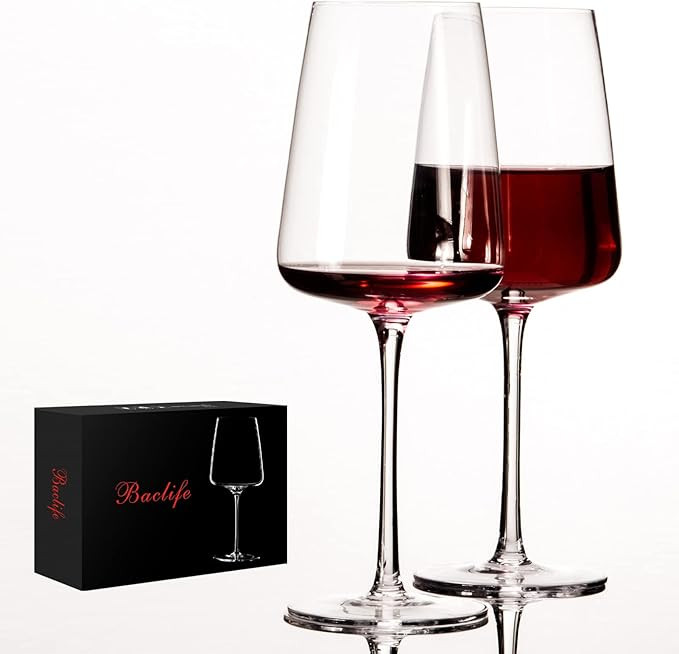 Hand Blown Crystal Bordeaux Wine Glasses Set of 2 - 19 Ounce Red Wine Glass With Long Stem,Clear ... | Amazon (US)