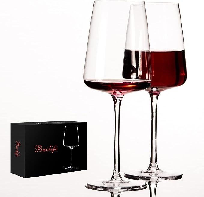 Hand Blown Crystal Bordeaux Wine Glasses Set of 2 - 19 Ounce Red Wine Glass With Long Stem,Clear ... | Amazon (US)