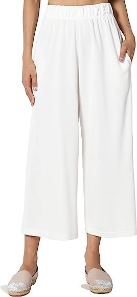 TheMogan Mid Or High Waist Cropped Skinny Or Wide Leg Trouser Pants Culottes | Amazon (US)