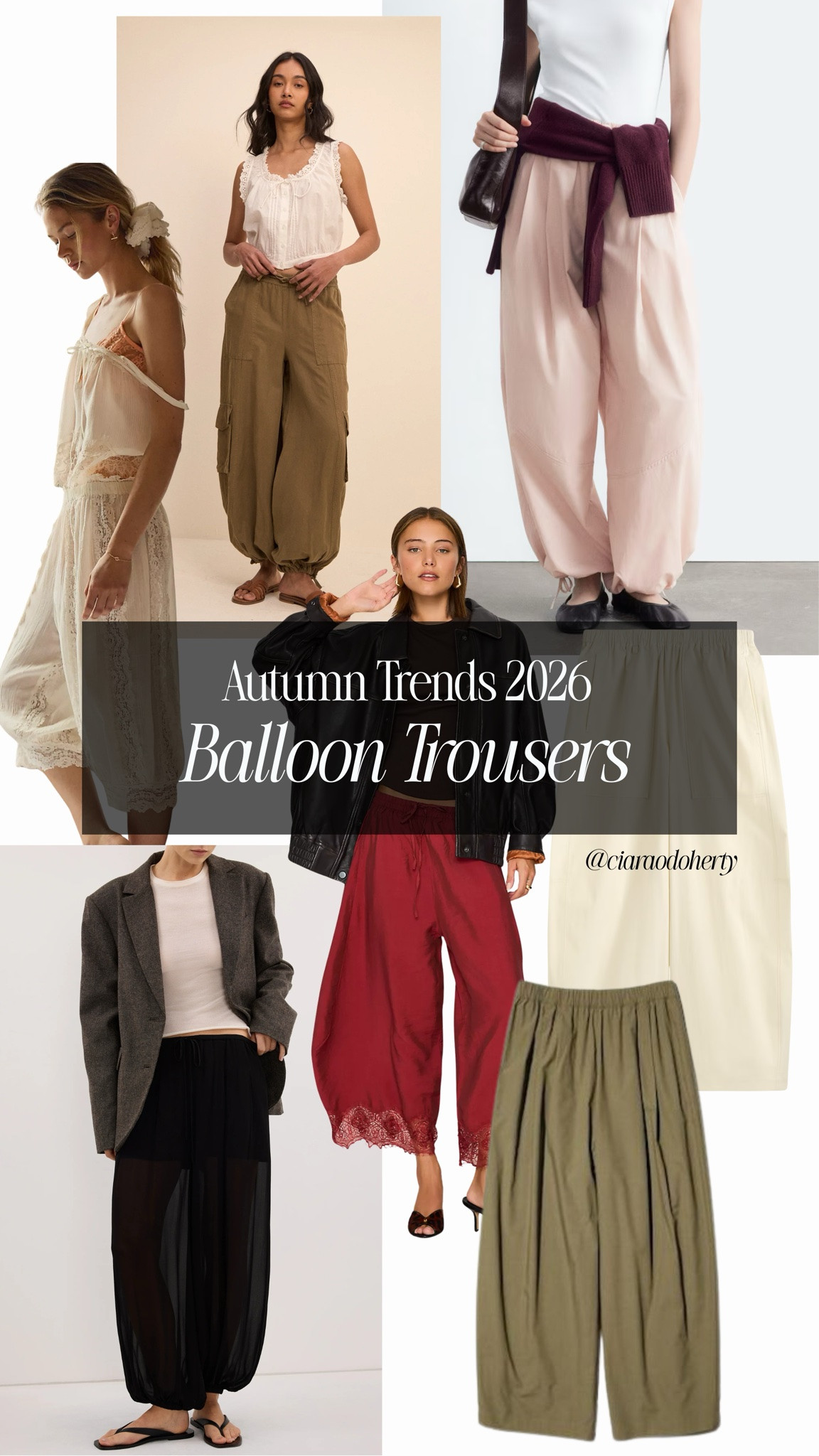 Autumn Trends 2026: Balloon Trousers. Khaki green, baby pink, pop of red, sheer, lace, poplin cotton and cargo

#LTKFashionMonth #LTKautumn #LTKsummer