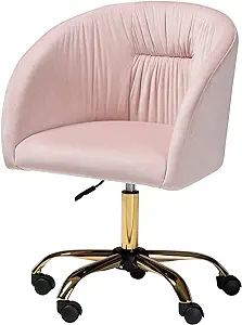 Baxton Studio Ravenna Office Chair, One Size, Blush Pink/Gold | Amazon (US)