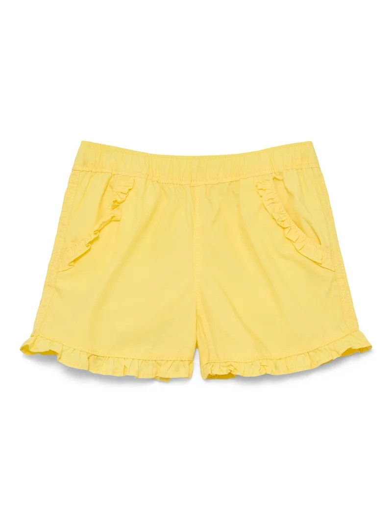 Wonder Nation Baby Girls Cotton Ruffle Pocket Shorts, Sizes 0M-24M | Walmart (US)