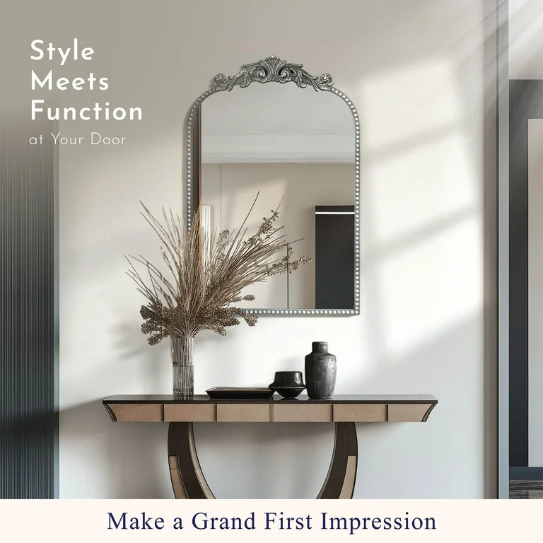 20” X 30” Filigree Arch Metal Wall Mirror Decor In Black | Walmart (US)