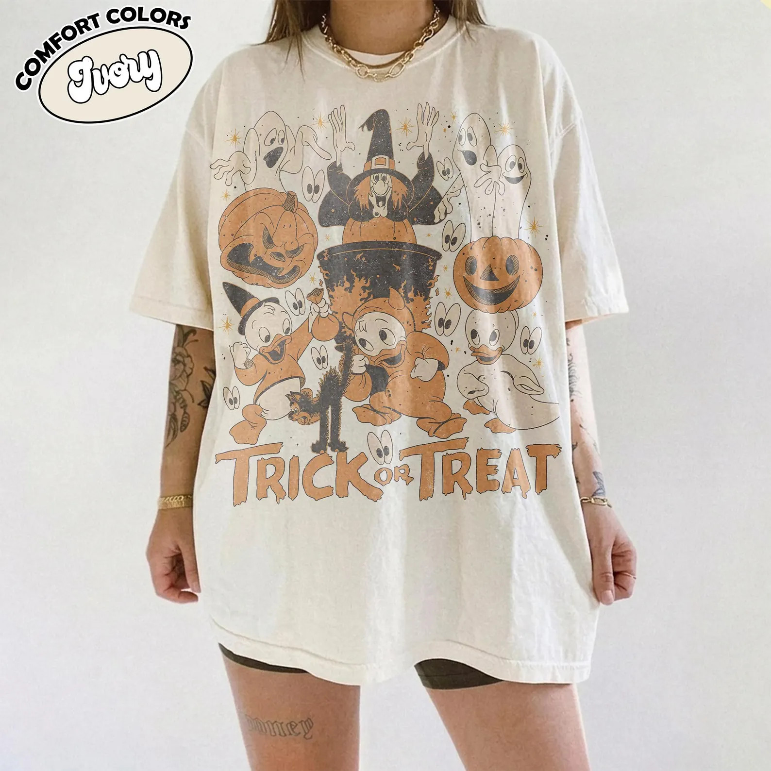 Retro Huey Dewey Louie Trick or Treat Shirt, Donald Duck Nephews, Disneyland Trip Party Outfit, D... | Etsy (Global)