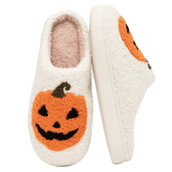 BERANMEY Halloween Slippers for Women Perfect Soft Plush Comfy Warm Slip-On Cute Womens Slippers ... | Walmart (US)