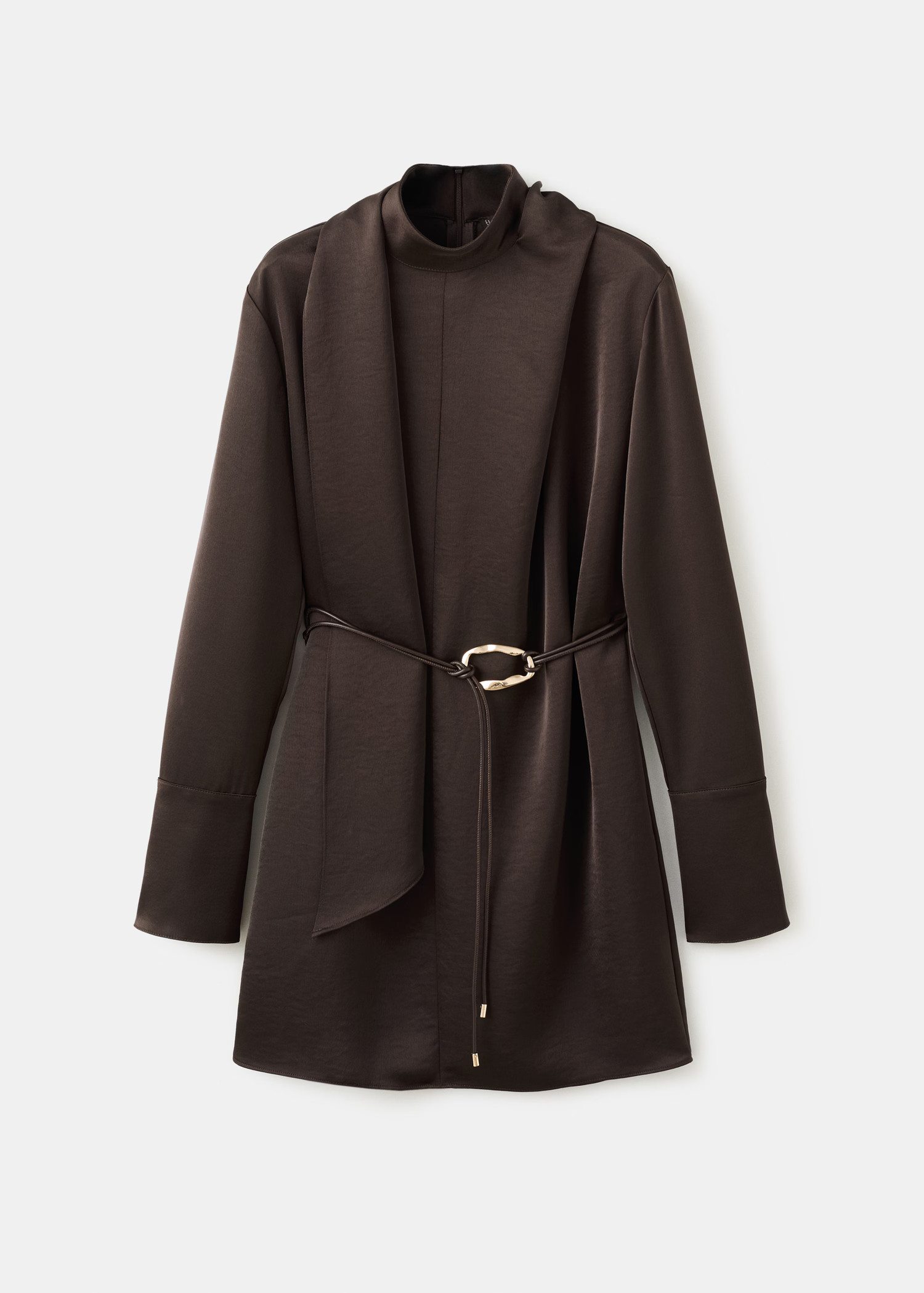 Satijnen jurk met sjaaltje | Mango EU