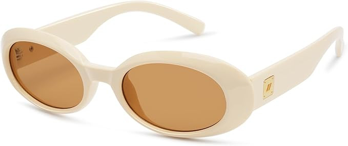 Retro Oval Sunglasses for Women Men Trendy Small 90s Style Vintage Skinny Narrow Frame 2-Pack | Amazon (US)