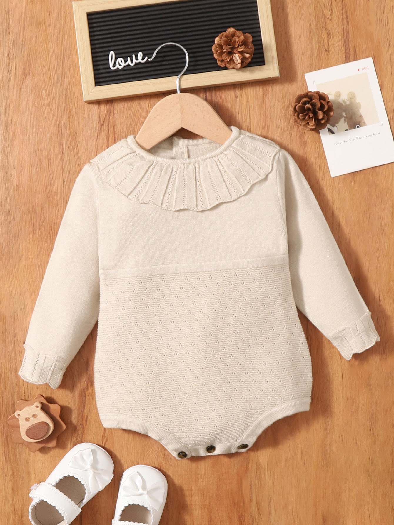 Baby Ruffle Scallop Trim Knit Bodysuit | SHEIN