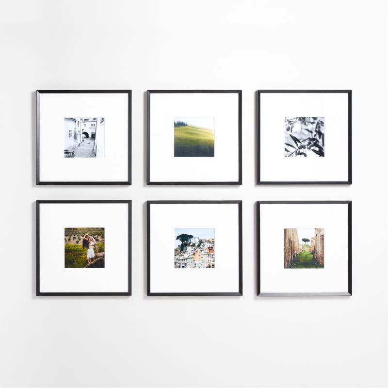 Icon Wood 6-Piece Black 11x11 Gallery Wall Picture Frame Set + Reviews | Crate & Barrel | Crate & Barrel