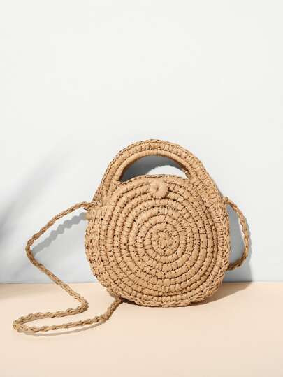 Round Shaped Woven Crossbody Bag | SHEIN