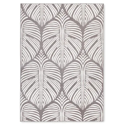 TOMMY BAHAMA Lanai Palm Leaves Indoor Outdoor Area Rug Dark Grey/Ivory | Wayfair North America