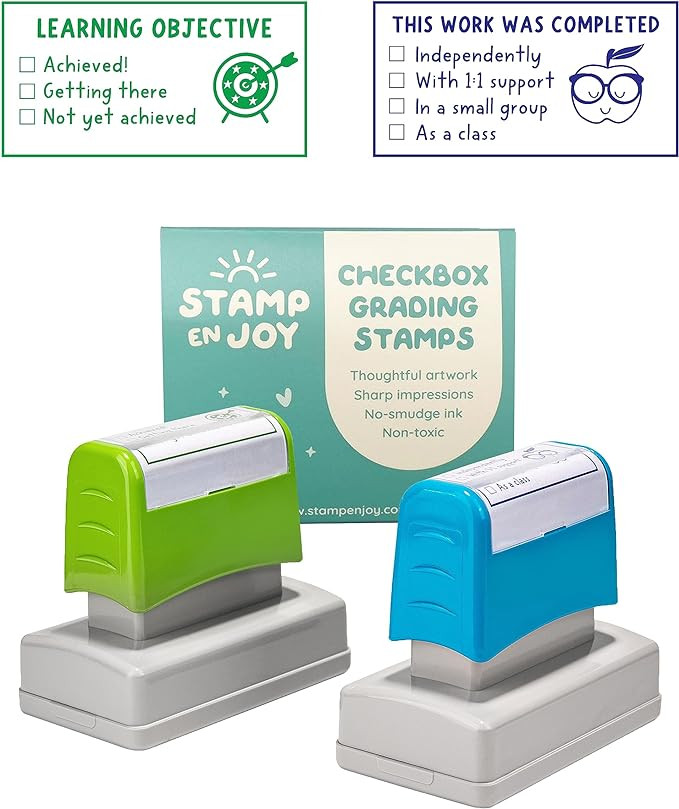 2 Self-Ink Flash Stamp Set, Multicolor Teacher Stamps, Office Stationery Stamps, Pre-Inked, Refil... | Amazon (US)
