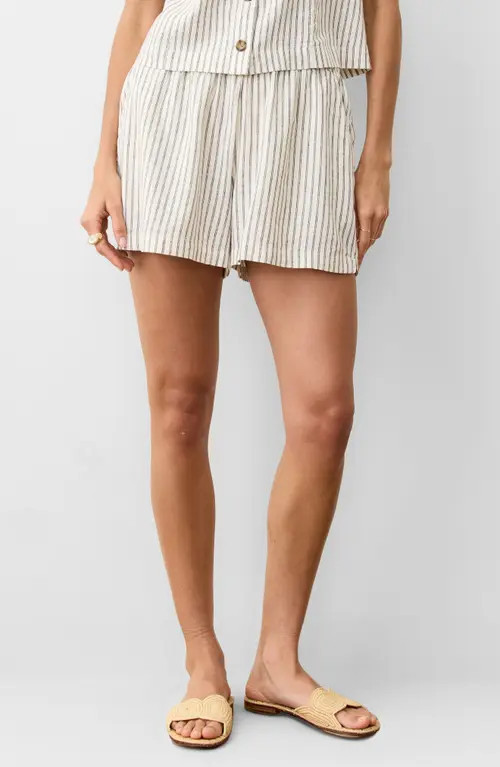 Marine Layer Allison Stripe Hemp Blend Shorts in Cream/Navy Stripe at Nordstrom, Size Medium | Nordstrom