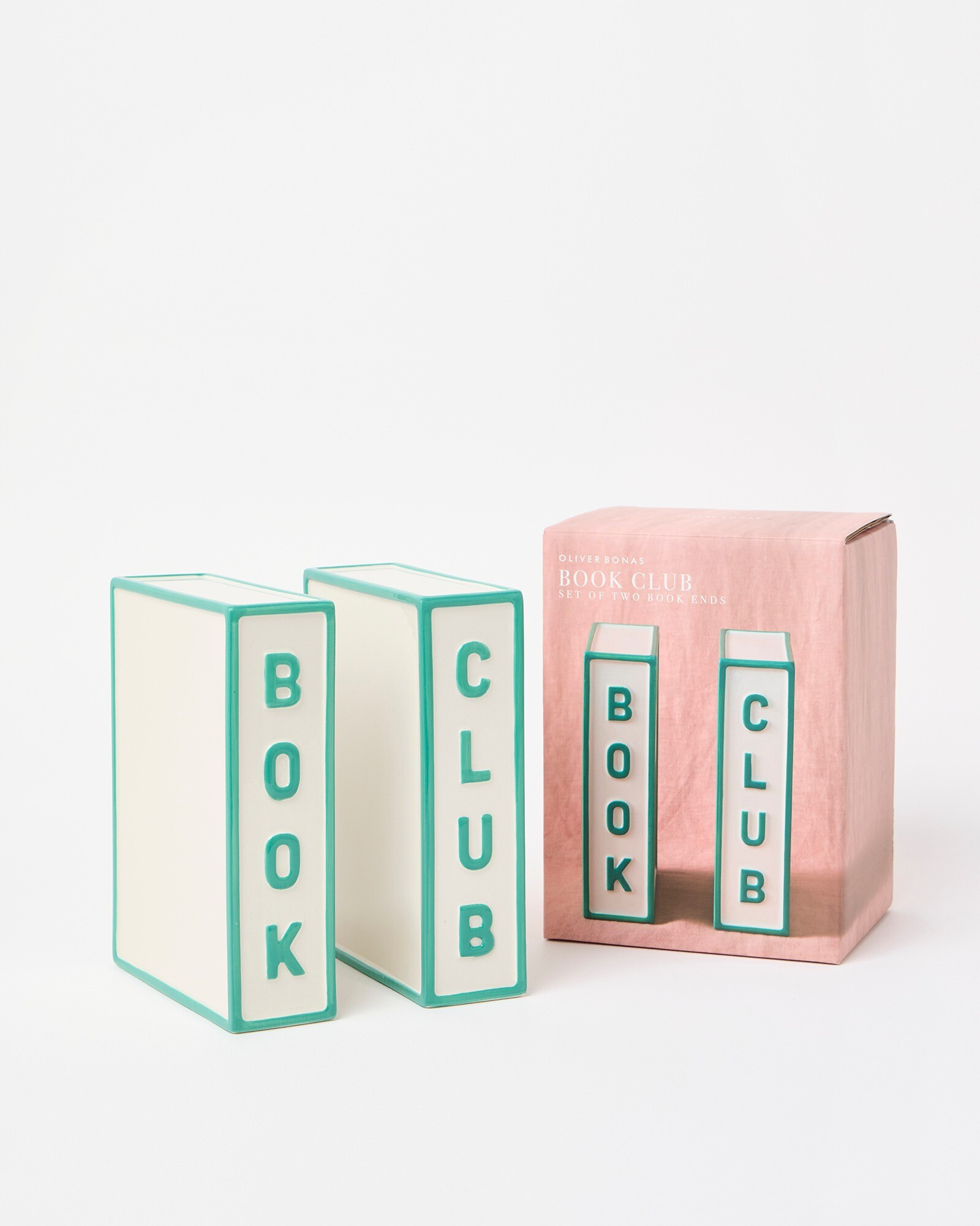 Book Club Cream Ceramic Bookends | Oliver Bonas (Global)