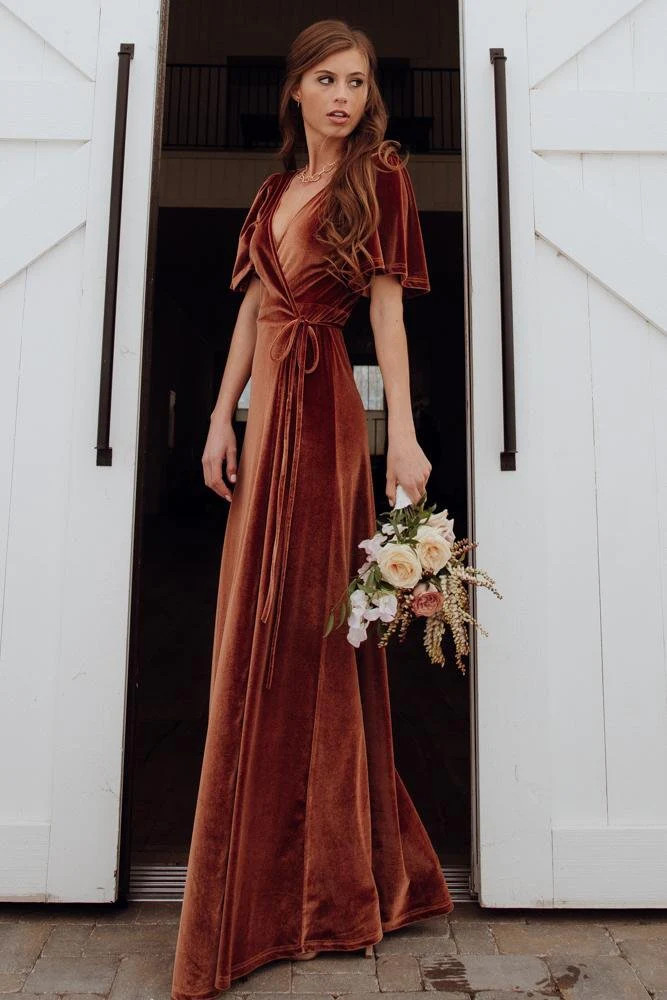 Meghan Velvet Wrap Maxi Dress | Spice | Baltic Born
